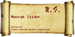 Mavrak Izidor névjegykártya